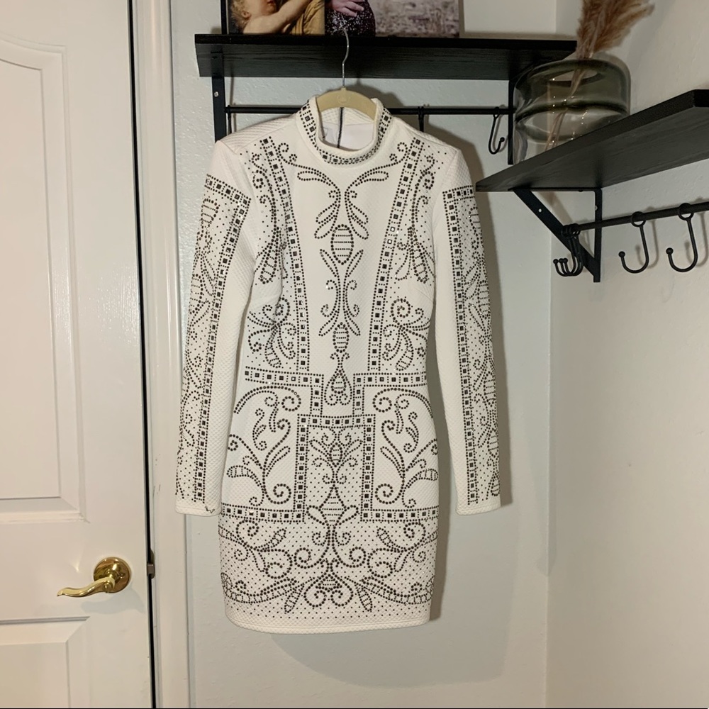Bebe embellished white dress